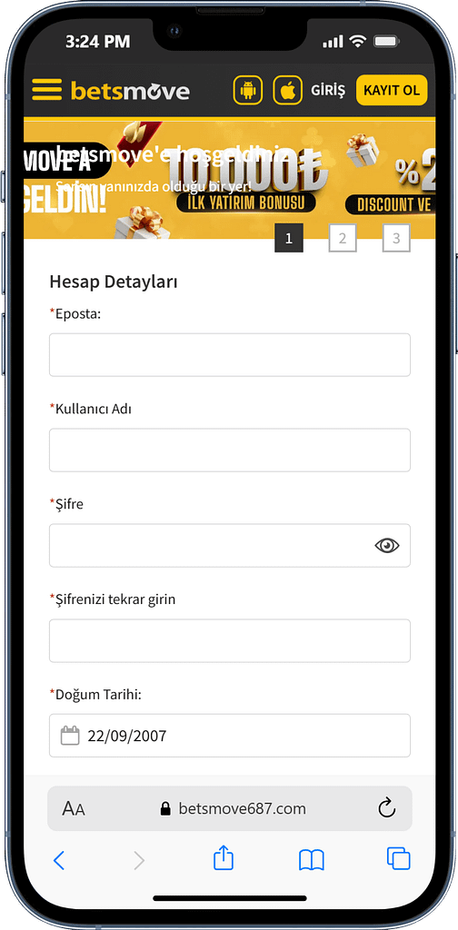 Betsmove Üyelik